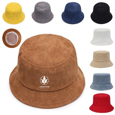 Plain Corduroy Fisherman Caps Corduroy Bucket Hat for Women Men